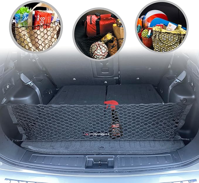 Envelope Style Automotive Elastic Trunk Mesh Cargo Net for Mitsubishi Outlander 2022-2024 - Premium Trunk Organizer and Storage - Luggage Net for Crossover - Best Car Organizer