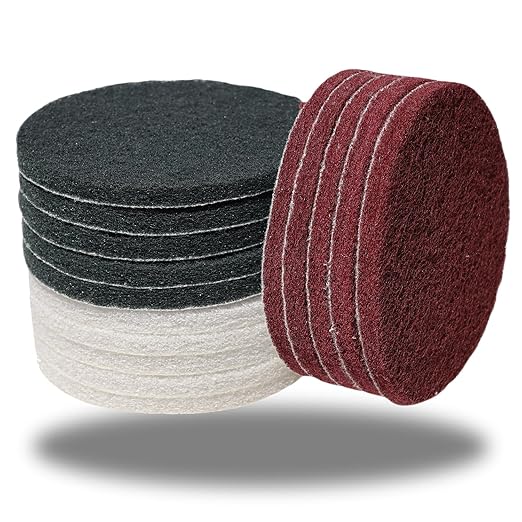 15 Pack 5 Inch Hoop and Loop Multipurpose Scrubber Scouring Pads - Flocking Scuff Pads, Conditioning Discs Polishing Pads for Furniture Automotive Cleaning, Rust Removal