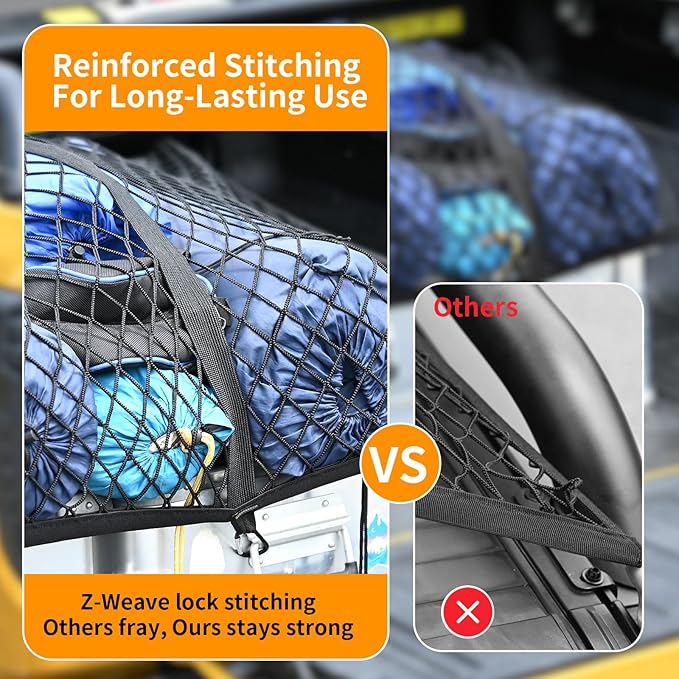 Highly Elastic Cargo Net - Heavy-Duty Truck Bed Cargo Net for Pickup Trucks, Vans, and SUVs | 4x4 FT Stretches to 7x7 FT, Perfect for Daily Light Loads