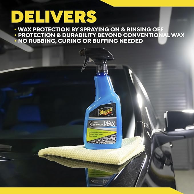 Meguiar's Hybrid Ceramic Wax Spray, 6 Pack (6 x 26 oz Bottles = 156 oz Total), SiO2 Hybrid Ceramic Car Wax for Exterior Paint, Spray On Rinse Off Protection with Extreme Water Beading
