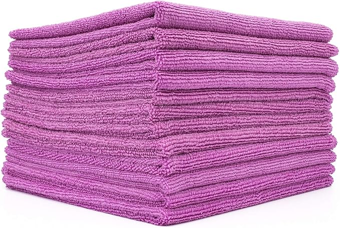 The Rag Company - All-Purpose Microfiber Terry Cleaning Towels - Commercial Grade, Highly Absorbent, Lint-Free, Streak-Free, Kitchens, Bathrooms, Offices, 300gsm, 16in x 16in, Lavender (12-Pack)