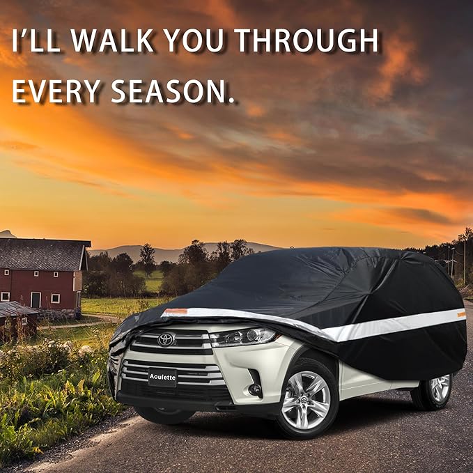 Toyota Car Cover Custom Fit for Toyota Highlander, Waterproof Car Cover for Automobiles All Weather, Lightweight Full Exterior Cover Outdoor Sun Rain Dust Snow Wind Protection.