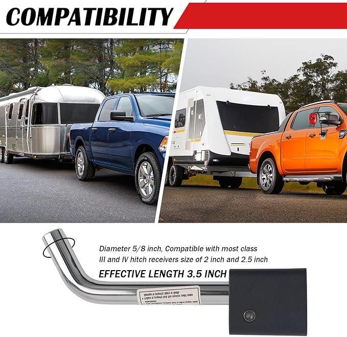 Trailer Hitch Locks Kit,Locking Hitch Pin Trailer Hitches Pin Lock with Locking Lever Diameter 5/8 Inch,Universal Hitches Locks with Keys for 2 & 2.5 Inch Class III IV Receiver