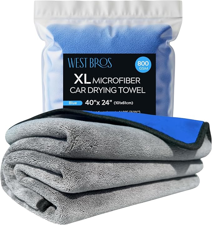 Extra Large Car Drying Towel - 800 GSM Premium Microfiber Drying Towels for Cars - Car Drying Towels Extra Large Super Absorbent, Professional XL Car Towel for Any Vehicle - 40x24, Blue