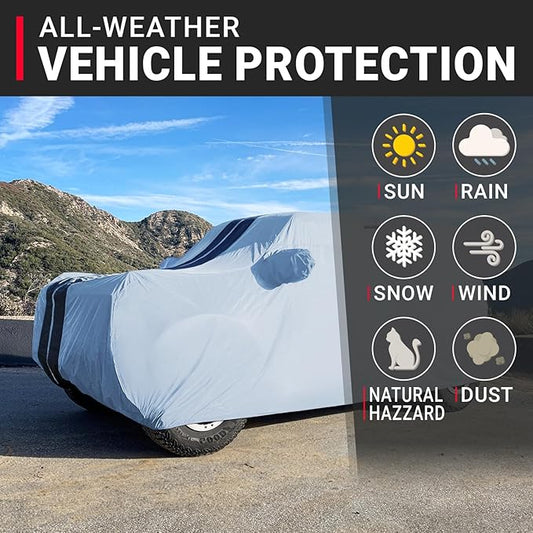 iCarCover Premium SUV Cover for 2013-2026 Buick Encore Heavy Duty Waterproof All Weather Automobiles Custom Fit Full Exterior Indoor Outdoor UV Snow Rain Protection Covers (Stripe - Gray/Black)