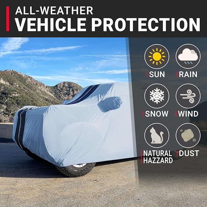 iCarCover Premium SUV Cover for 2024-2026 Honda Prologue Heavy Duty Waterproof All Weather Automobiles Custom Fit Full Exterior Indoor Outdoor UV Snow Rain Protection Covers (Stripe - Gray/Black)