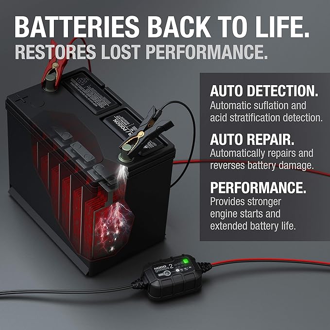 NOCO GENIUS2: 2A 6V/12V Smart Battery Charger – Automatic Maintainer,Trickle Charger & Desulfator with Overcharge Protection & Temperature Compensation – for Lead-Acid-& Lithium Batteries,(Pack of 6)