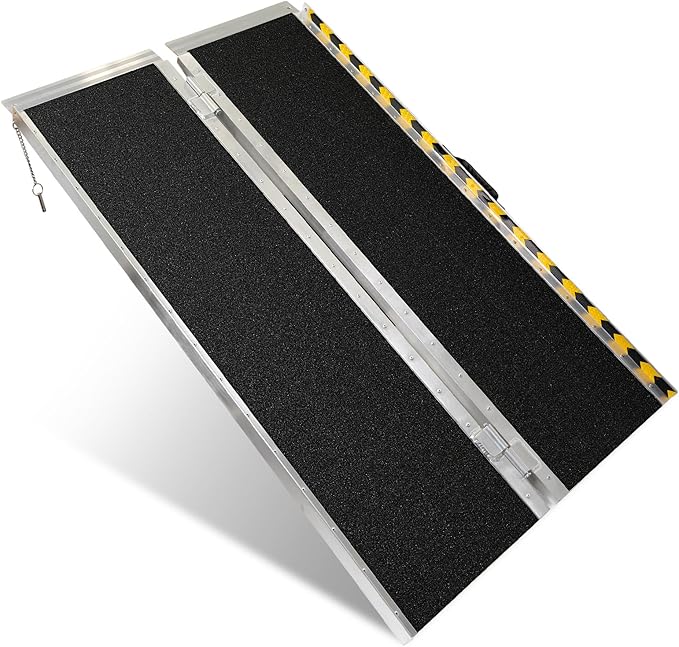 Vie Triomphe Portable Wheelchair Ramp 5FT, Non-Slip Aluminum Folding Handicap Ramp for Seniors, Elderly, Disabled, Wheelchairs, Scooters, Home Entry, Doorways, Steps