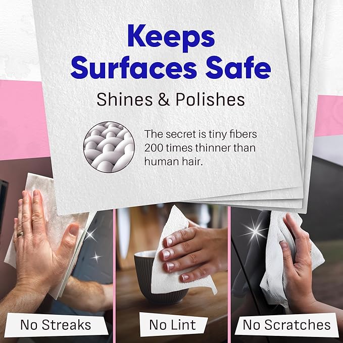 Zezo-Fiber Microfiber Cleaning Cloths - Highly Absorbent Premium Towels for Cars, Kitchen, Glass, and Automotive Surfaces Soft Lint-Free Reusable Multipurpose Cleaning Rags,11 Pack