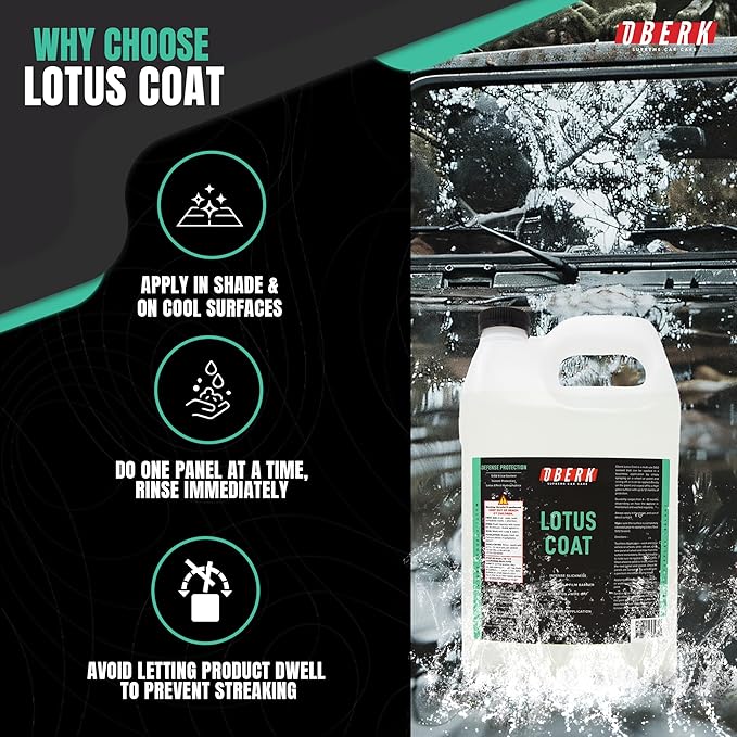 Oberk Lotus Coat SiO₂ Spray Sealant – High Gloss Spray for Cars – Touchless or Wipe-On – Protects Paint, Wheels & Glass – Safe for Coatings – Easy Car Wax Alternative (128 oz)