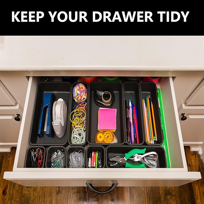 [𝐔𝐩𝐠𝐫𝐚𝐝𝐞𝐝] 𝟔𝟓 𝐏𝐂𝐒 Tool Box Organizer Tray 𝟓 𝐒𝐢𝐳𝐞𝐬 Desk Drawer Organizers Garage Storage Toolbox Divider Trays for Tool Chest Cart Cabinet Workbench Hardware Organization