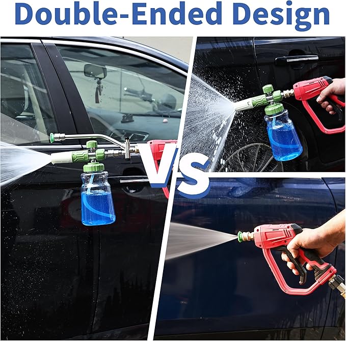 FENG PAI Foam Cannon Dual-Connector Accessory, Pressure Washer Double Tip Attachment for Soap Cannon with 7PCS Pressure Washer Sprayer Nozzles for Car Wash,1/4" Quick Connect, Without Foam Cannon