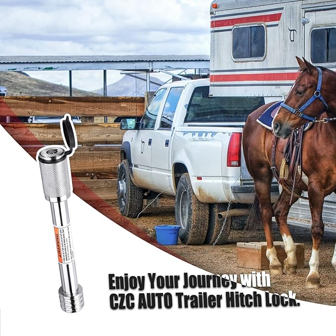 CZC AUTO Trailer Hitch Lock 5/8" Dia, Locking Hitch Pin 4" Super Extra Long Chrome Coated Hitch Pin with Keys for Class III IV to Hitch Bike Rack Tray Ball Tow Rope for Trailer Truck Car Boat