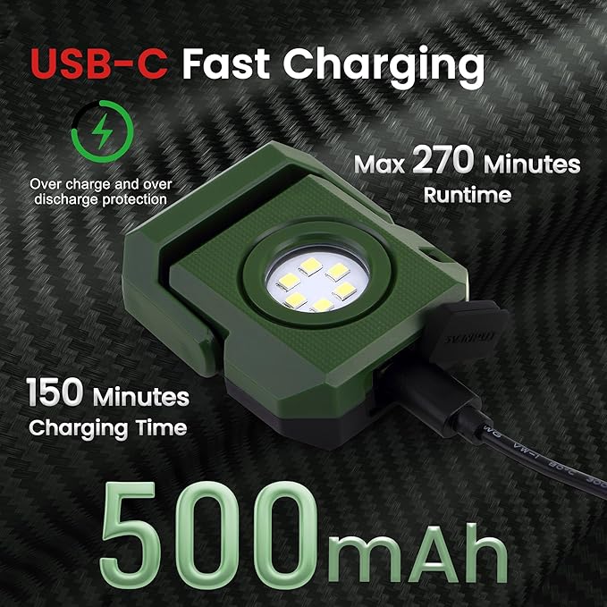 Mini Rechargeable LED Work Light, 550 Lumens Magnetic Flashlight Keychain Lights with Rotatable & Magnet Base Portable Mechanic Light for Car Repairing Outdoors Camping