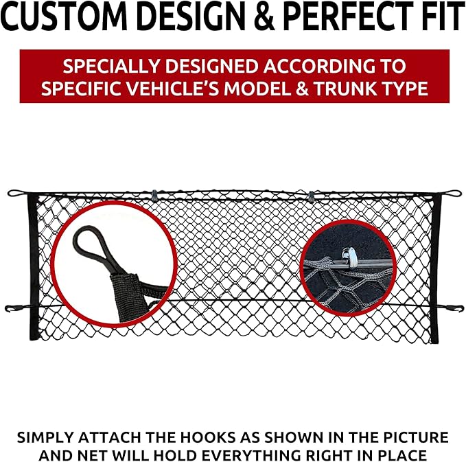 Envelope Style Trunk Mesh Cargo Net for Toyota 4Runner 2010 - 2024, Automotive Exterior Accessories - Premium Car Trunk Storage Organizers, Cargo Bed Net for Cars, Smart Vehicle Storage Organizer