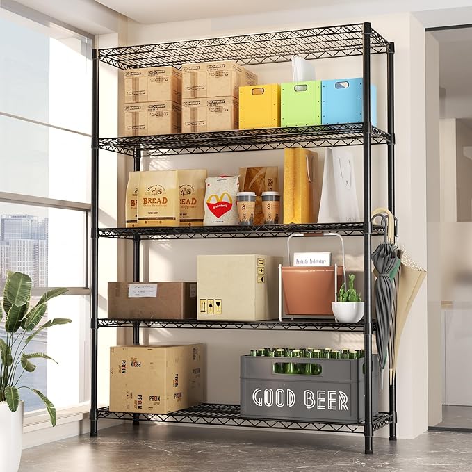 SINGAYE Shelf Closet Wire Shelving：Adjustable Metal Unit for Laundry Room Organization Bathroom Kitchen Home Garage Storage Pantry Rack Shelves