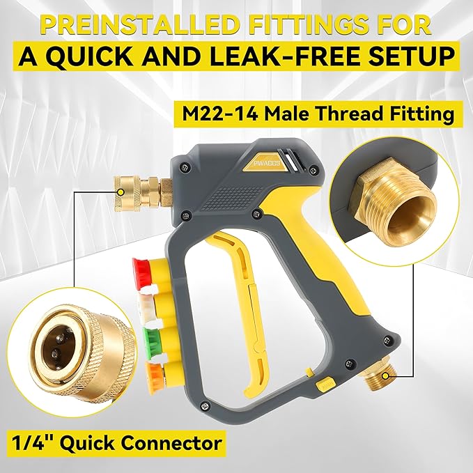PWACCS Pressure Washer Gun with Foam Cannon, Mini No-Dilution Foam Cannon Pro Power Wash, Soap Cannon with 4 Nozzle Tips for Car Wash