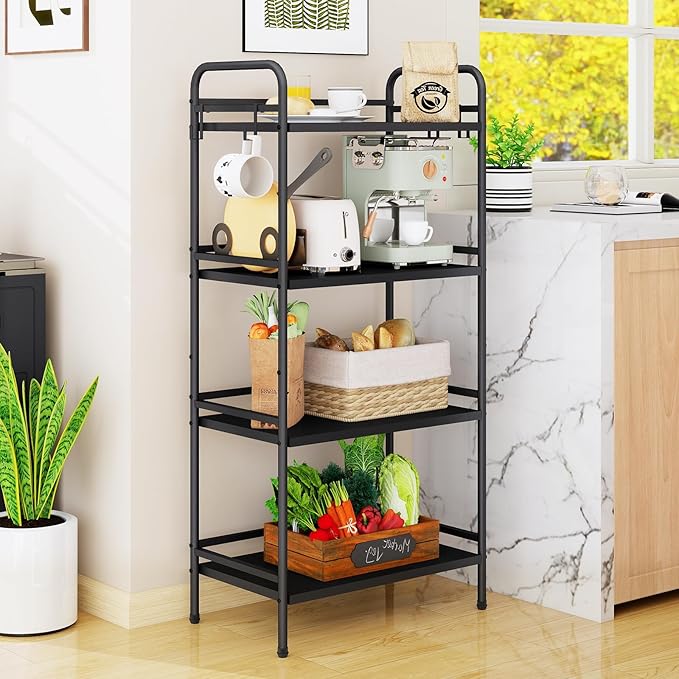 HDANI Storage Shelves, 4-Tier Metal Storage Rack with Shelf,Shelf Organizer,Garage Standing Shelving Unit for Laundry,Bathroom,Kitchen,Pantry, Closet,23.6''W X 13.8''D X 50 H'',Black