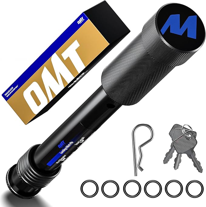 Orion Motor Tech Locking Hitch Pin, Fits 2" Receiver with 5/8" Diameter Hitch Pin Lock, Anti-Theft Steel Hitch Pin Lock with Key for Class III IV Hitches, Anti-Rattle Trailer Hitch Pin with O-Rings