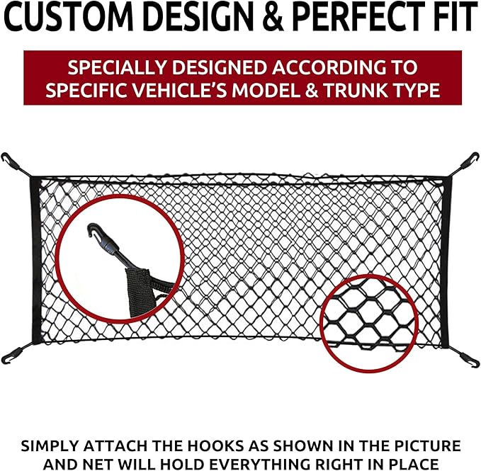 Envelope Style Automotive Elastic Trunk Mesh Cargo Net for For Nissan Armada 2005-2023 - Premium Trunk Organizer and Storage - Luggage Net for SUV