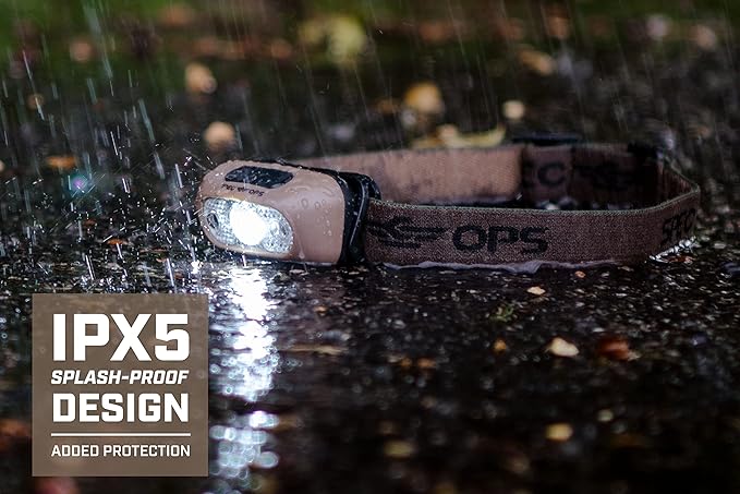 Spec Ops Tools Rechargeable LED Headlamp, 220 Lumens, Waterproof, Adjustable Headband, 5 Light Modes, 3% Donated to Veterans