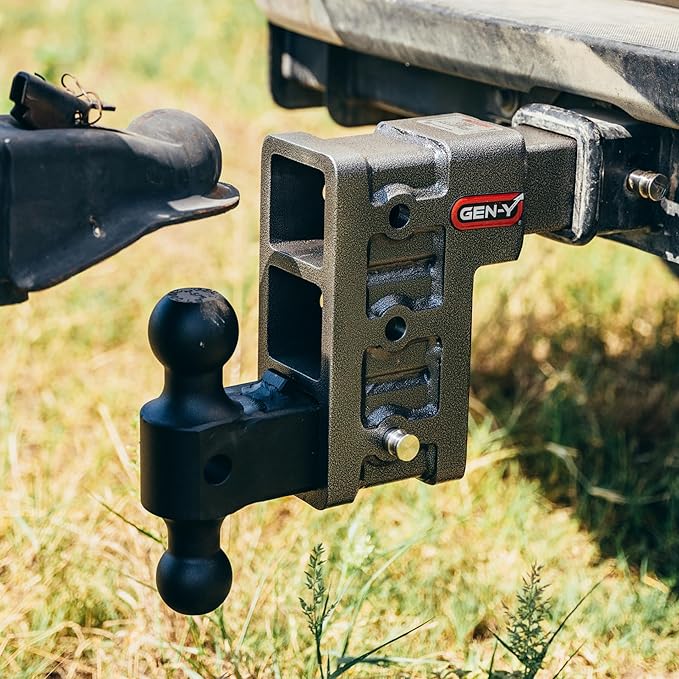 GEN-Y Hitch Tow Hitch for 2.5" Receiver - 6" Drop/Rise with 3 Adjustable Positions, Includes Dual Ball Mount and Locking Pin, 21,000 lbs Towing Capacity, 3,000 lbs Tongue Weight, Silver