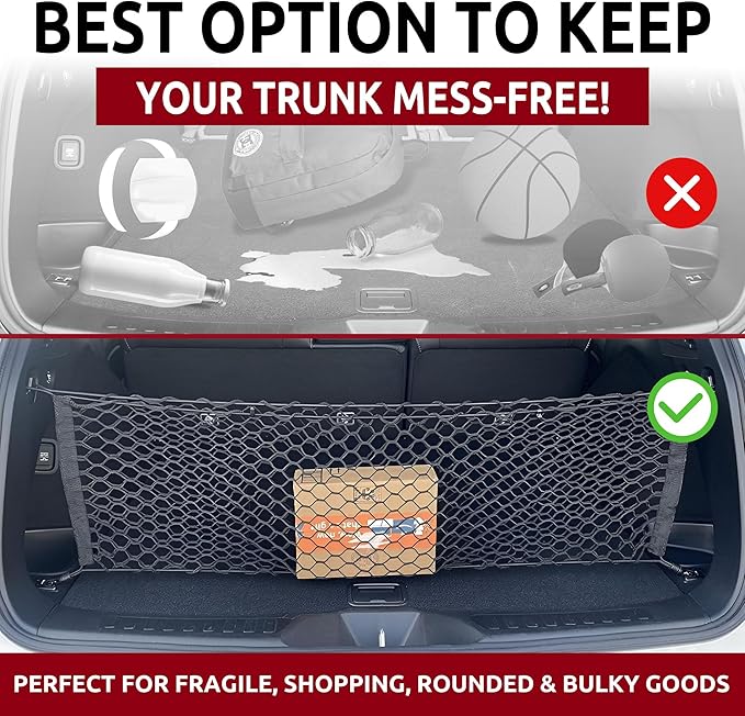 Envelope Style Automotive Elastic Trunk Mesh Cargo Net for Honda Passport EX L Elite 2019-2022- Premium Trunk Organizers and Storage - Luggage Net for SUV - Best Car Organizer Honda Passport