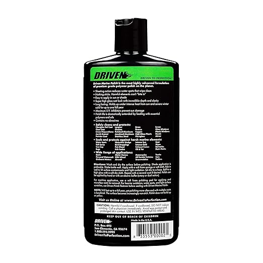 DRIVEN Marine Polish & Sealant for Super High Gloss Wet Look, Protection from Water Spots & Contaminants - Polymer Polish Against Intense Heat from Sun, Exhaust Stain & More - for Boats, RVs, More