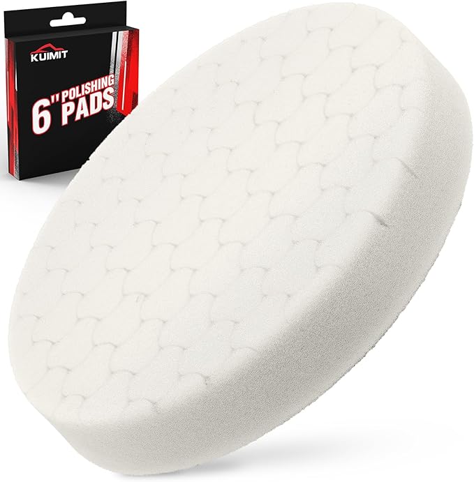 White Polish Pad, Buffing Polishing Pads, 1Pc 6.5 Inch Face for 6 Inch 150mm Backing Plate Compound Buffing Sponge Pads for Car Buffer Polisher Compounding, Polishing and Waxing