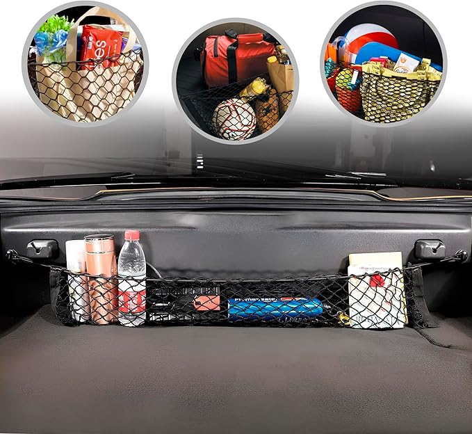 Envelope Style Automotive Trunk Mesh Cargo Net for Chevrolet Corvette C7 2014-2025 - Car Accessories - Premium Trunk Organizer and Storage - Vehicle Carrier Organizer for Chevy Corvette C 7