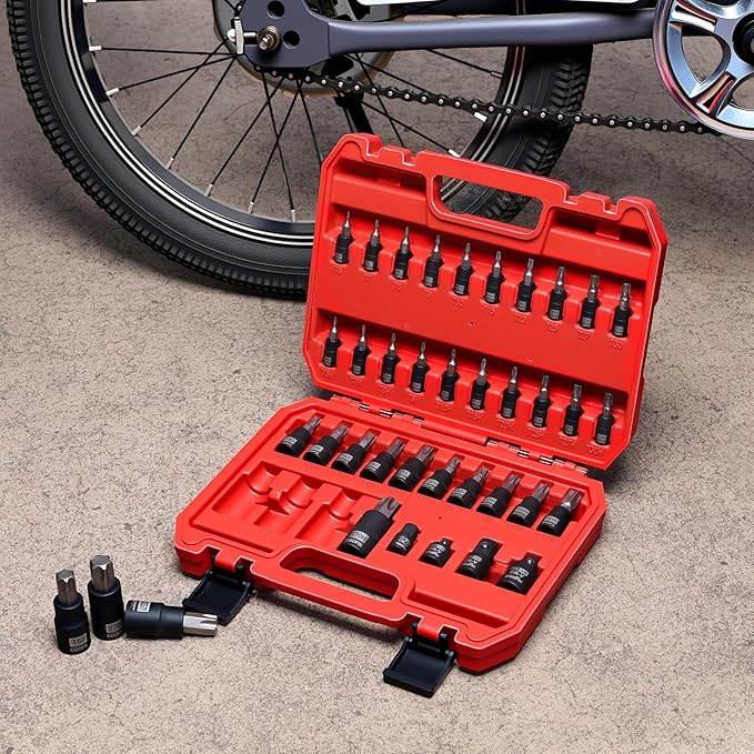 38 Piece Torx Bit Set, Premium S2 Alloy Steel, Solid Star T6 ~ T70 & Tamper Proof T6 ~ T70, with Socket Adapters