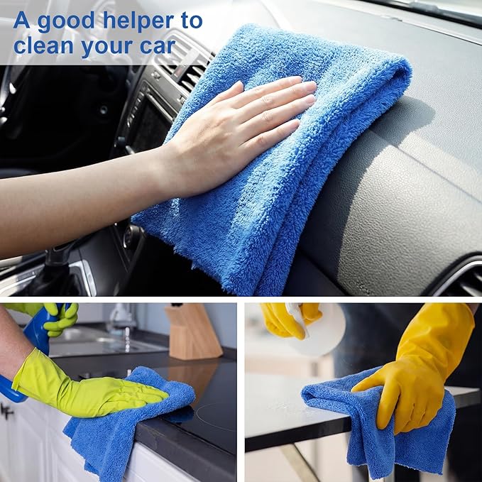 Shimeyao 30 Pcs 16 x 24 Inch Edgeless Microfiber Plush Towels for Cars Detailing Drying Wash Polishing Absorbent Cleaning Cloths, 500 GSM