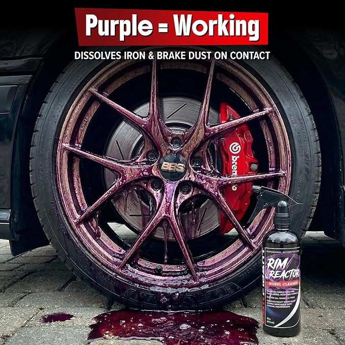 Rim Reactor Wheel Cleaner Spray – Gel Concentrated Formula – Removes Brake Dust, Grime & Dirt – Non-Acid, pH Neutral – Safe for Alloy, Aluminum, Chrome & Black Wheels – Rim Care Solution – Gallon