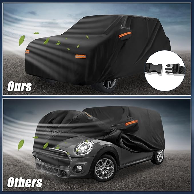 X AUTOHAUX Car Cover for Mini Cooper 2DR 2002-2021 210D-PU Outdoor Full Car Cover All Weather with Door Zipper