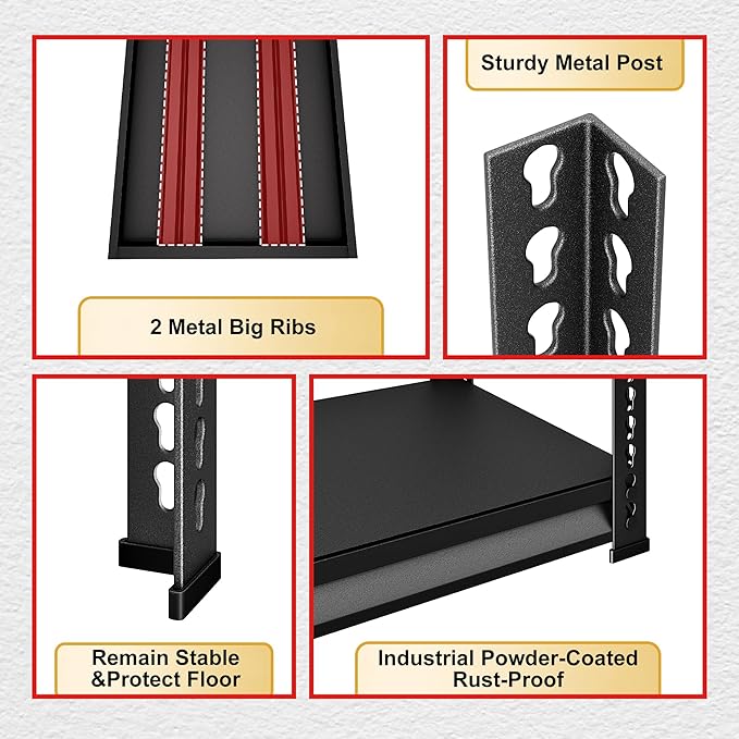 Garage Shelving Heavy Duty, 2200 Lbs Loads Garage Storage Shelves Heavy Duty, 5-Tier Metal Shelving Units and Storage for Basement, Retiple Tanks,40''Wx18 Dx72 H,Black