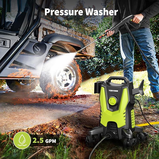 Pressure Washer, 4800 PSI Power Washer with 4 Lockable Wheels, Steel Wand, 4 Quick Connect Nozzles, 500ml Foam Cannon, High Pressure Washer for Decks/Driveways/Cars Cleaning