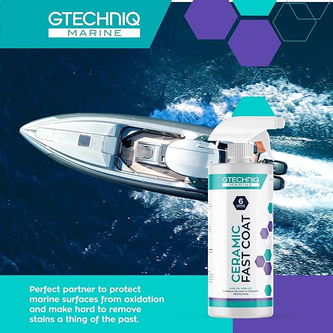 Gtechniq Ceramic Fast Coat - Marine Ceramic Coat - Spray-on, Wipe-Off Ceramic Sealant for Boats - High Gloss, Optically Clear Finish, UV Protection - Dirt & Water Repellent
