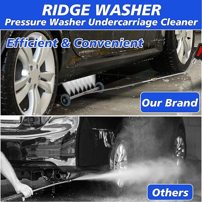 RIDGE WASHER Pressure Washer Undercarriage Cleaner, 24 Inch Undercarriage Car Washer, Under Car Pressure Washer Attachment with 3 Pcs Extension Wand, 4000 PSI