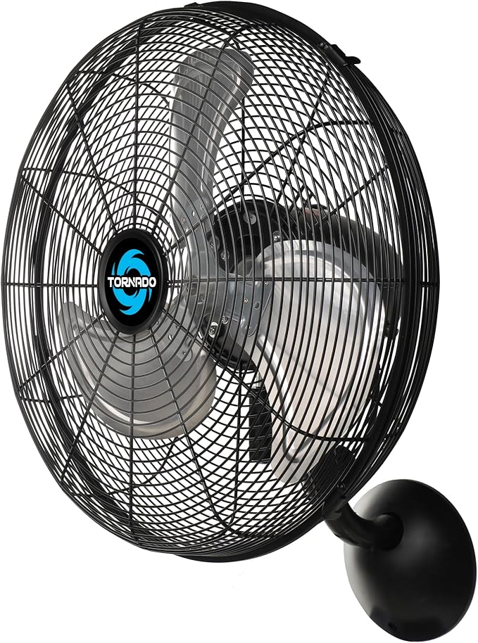 Tornado 16 Inch Professional High-Velocity Oscillating Wall-Mounted Fan – Ideal for Industrial, Commercial, and Residential Spaces – 3-Speed Settings, 2850 CFM, UL Safety Certified