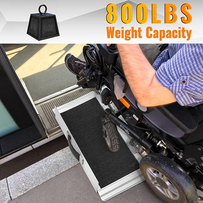 Portable Wheelchair Ramp 3Ft, Heavy-Duty Ramps for Wheelchairs for Home Steps(800LBS), Non-Slip Folding Aluminum Threshold Ramps for Doorways Steps, Stairs, Threshold (3Ft Useing Height 3-9inch)
