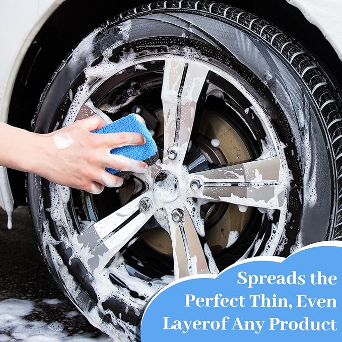 Mudder 24 Pcs 3.5 x 1.5 x 1.5 Inch Car Wax Applicator Pad Rectangular Microfiber Applicator Pads Sponge Ceramic Coating Applicator Car Foam Cleaning for Wax Applying Sealants Detailing Polishing
