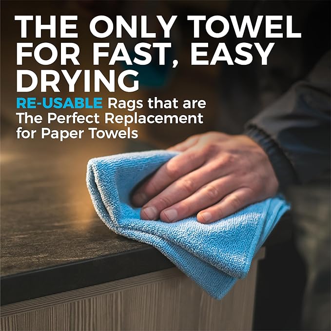 The Rag Company - All-Purpose Microfiber Terry Cleaning Towels - Commercial Grade, Highly Absorbent, Lint-Free, Streak-Free, Kitchens, Bathrooms, Offices, 300gsm, 16in x 16in, Lavender (12-Pack)