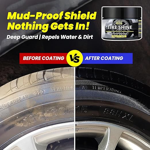 Tire Shine Gel - Ungraded Long-Lasting Tire Dressing with Wet Gloss Look Finish, UV Protection & Weather Resistant Tire Coating for Car, Truck, Motorcycle, RV - 7oz/200g
