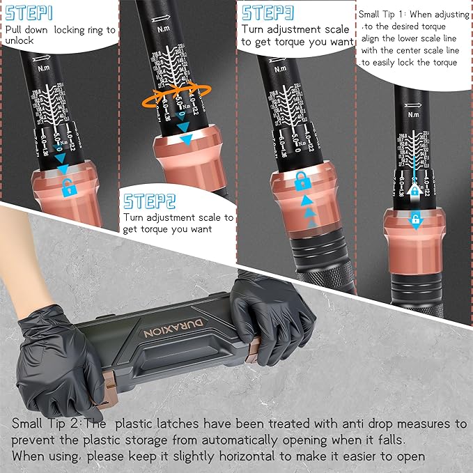 Torque Wrench 1/2” Dual Range Scales 10-170 Ft-Lb/13.56-230.5Nm, ±3% Precision, 72 tooth Dual-direction Torque Wrenchs for Moto, Car, Truck Maintenance