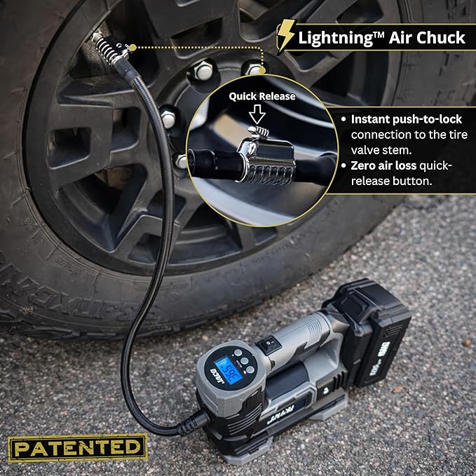 JACO 20V Cordless Tire Inflator Portable Air Compressor Pump | with 3.0Ah Max Li-Ion Rechargable Battery