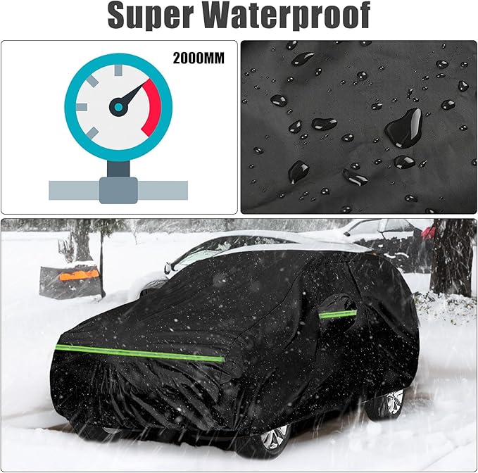 Waterproof Car Cover Compatible with Honda Passport 2019-2025, Black 210T Inside Cotton Cover with Door Zippers for Snow Rain Dust Outdoor Protection