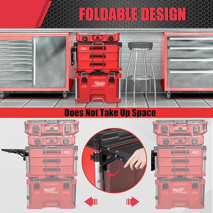 2 Pcs Folding Magnetic Table Compatible with Milwaukee Packout Toolbox,Powerful Magnetic Tool Tray Side on Your PACKOUT System