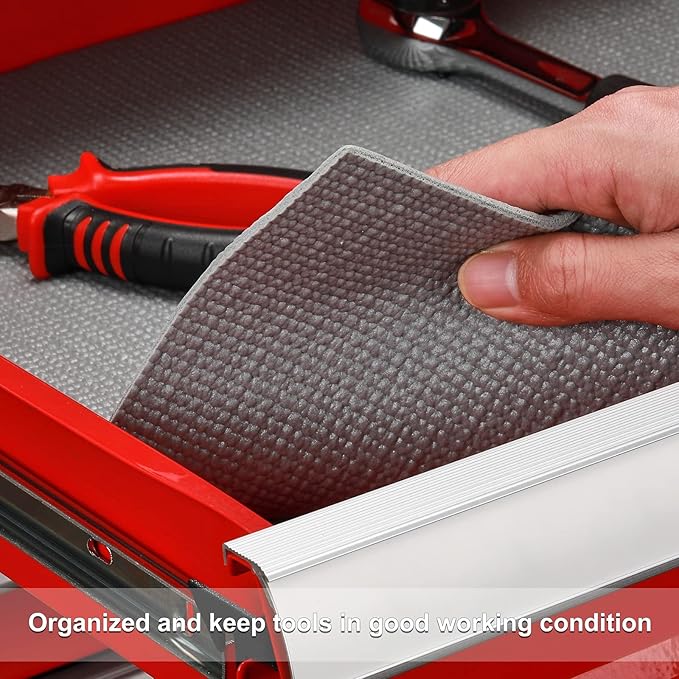 CASOMAN Professional Tool Box and Drawer Liner, Grey, Easy Cut Non-Slip Foam Rubber Toolbox Drawer Liner Mat - Adjustable Thick Cabinet Liners, 24inch (Wide) X 24feet (Long)