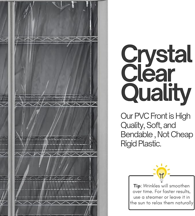 Formosa Covers Premium Clear Front Wire Shelf Cover Grey - Heavy-Duty Storage Solution for Wire Shelving Rack (36”Wx20”Dx60”H) - Waterproof PVC, Water/Dust Resistant Fabric, Multi Zipper