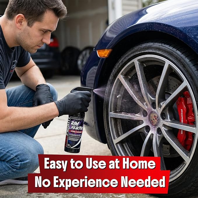 Rim Reactor Wheel Cleaner Spray – Gel Concentrated Formula – Removes Brake Dust, Grime & Dirt – Non-Acid, pH Neutral – Safe for Alloy, Aluminum, Chrome & Black Wheels – Rim Care Solution – Gallon